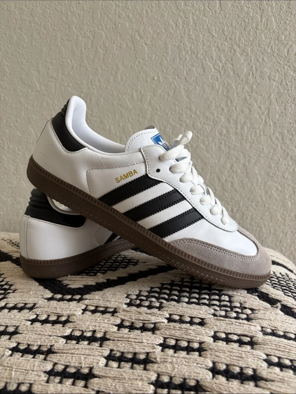 Adidas Samba White Black with Brown Gum Sole Sneakers